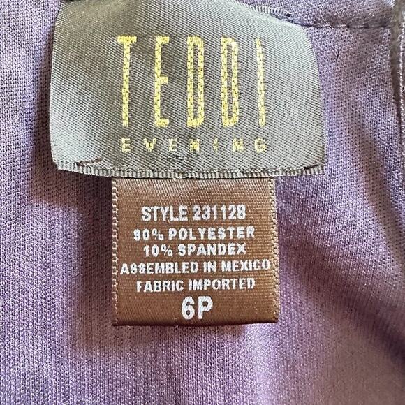 Teddi Evening Vintage Dress Long Sleeve Velvet Stretchy Glitter Print Short 90's - Picture 6 of 6